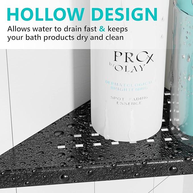 Corner Shower Shelves, 10” Recessed Tile Shower Shelf Matte Black, 304 Stainless Steel Grout in Corner Tile Bathroom Shelves, No Drilling, 2 Pack - ModernBath