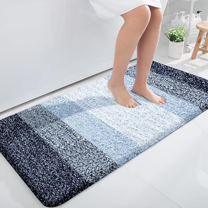 OLANLY Bathroom Runner Rugs 47x24, Extra Soft Absorbent Microfiber Bath Rugs, Rubber Backing, Quick Dry, Washable Bath Mats for Bathroom Floor, Tub and Shower, Home Decor Accessories, Navy Blue - ModernBath