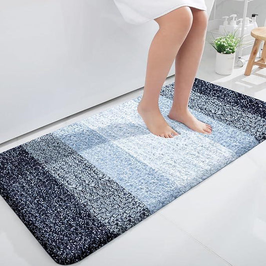 OLANLY Bathroom Rug Mat 44x24, Extra Soft and Absorbent Microfiber Bath Rug, Non-Slip Plush Shaggy Bath Carpet Runner, Machine Wash Dry, Bath Mats for Bathroom Floor, Tub and Shower, Navy Blue - ModernBath
