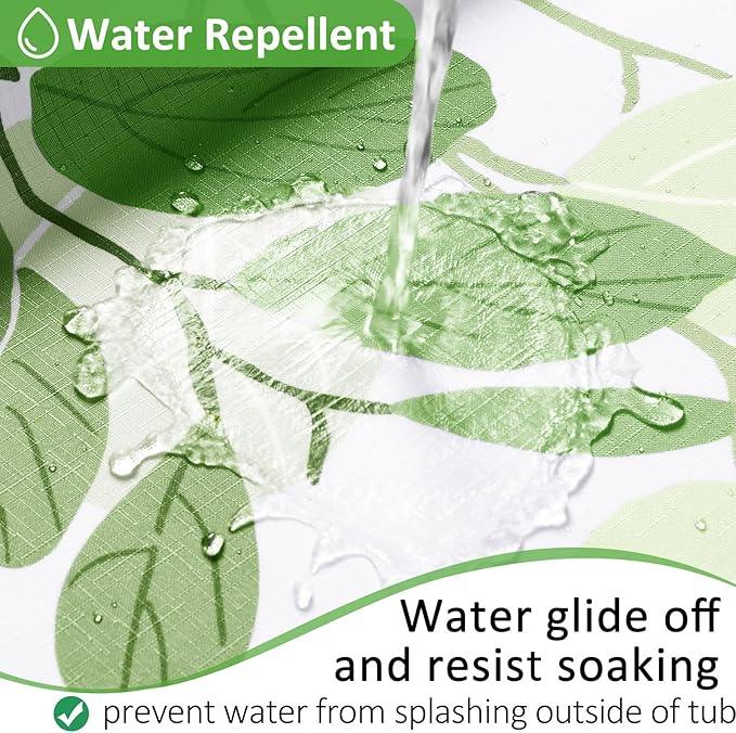 BOODII Light Green Spring Shower Curtain for Bathroom Sage Eucalyptus Cloth Shower Curtain Set Farmhouse Leaf Floral Bathroom Decor Lime Green Floral Watercolor Leaves Spring Bath Curtains 72x72 - ModernBath