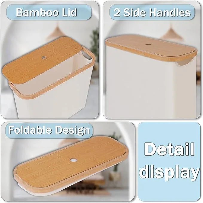 efluky Toilet Paper Basket, Toilet Paper Storage with Lid, Toilet Paper Organizer for Bathroom, Free Standing Toilet Paper Holder with Storage, Beige - ModernBath