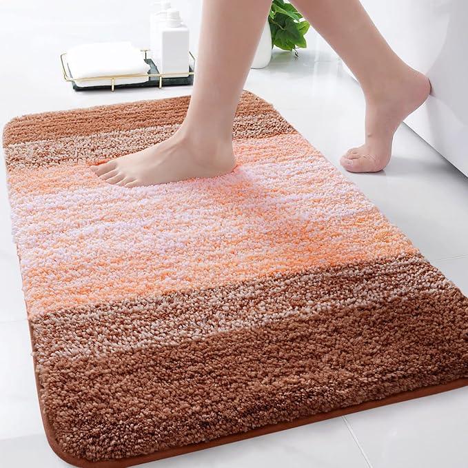 Arotive Microfiber Bathroom Rugs, Shaggy Soft and Absorbent Bath Rug, Non-Slip, Thick Plush Machine Washable Dry Bath Mats for Bathroom, Tub and Shower, 30x20, Orange, Rectangular - ModernBath