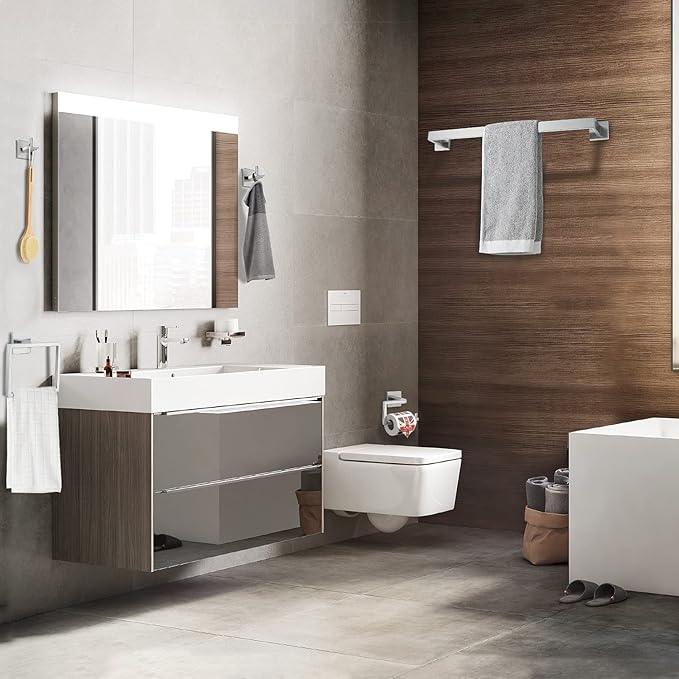 YACVCL 5-Piece Bathroom Hardware Accessories Set 23.6 inch Towel Bar Towel Rack Sets Modern Towel Ring Kit Stainless Steel Wall Mounted (Brushed Nickel) - ModernBath