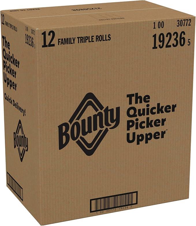 Bounty Quick-Size Paper Towels, White, 12 Family Triple Rolls = 40 Regular Rolls - ModernBath