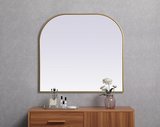Illuminate, Metal Frame Arch Mirror 36X34 Inch in, Modern, Brass - ModernBath