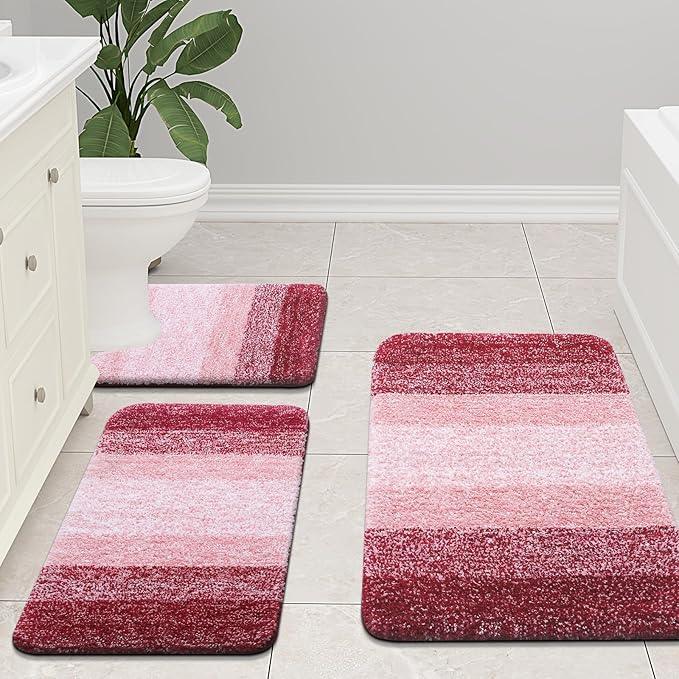 Arotive Microfiber Bathroom Rugs, Shaggy Soft and Absorbent Bath Rug, Non-Slip, Thick Plush Machine Washable Dry Bath Mats for Bathroom, Tub and Shower, 36x24, Burgundy, Rectangular - ModernBath