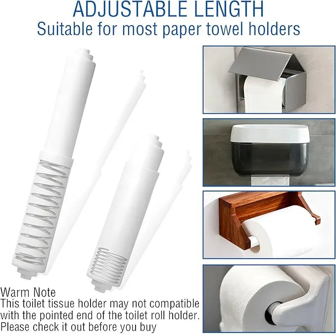 6PCS Toilet Paper Holder Spring Loaded Roller Spindle Replacement Rod,Toilet Paper Roll Holder,Toilet Tissue Roll Holder Replacement,Toilet Roll Spring Rod,White Plastic ToiletPaper Roller Replacement - ModernBath