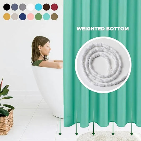 Biscaynebay Quality Fabric Shower Curtain Liners 72 Inch by 72 Inch, Teal Water Resistant Bathroom Curtains Rust Resistant Grommets & Weighted Bottom Hem Machine Washable - ModernBath