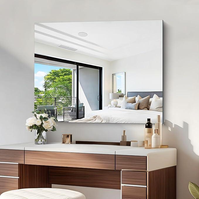 KOCUUY Frameless Mirror, 30"x40" Bathroom Mirror for Over Sink, Unframed Vanity Mirror, Large Rectangle Mirror for Wall, Upgraded Shatterproof, Wall Mirror for Bathroom, Bedroom, Living Room, Entryway - ModernBath