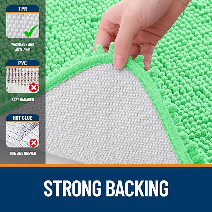 OLANLY Bathroom Rugs 30x20, Extra Soft Absorbent Chenille Bath Rugs, Rubber Backing Quick Dry, Machine Washable Bath Mats for Bathroom Floor, Tub and Shower, Home Decor Accessories, Mint Green - ModernBath
