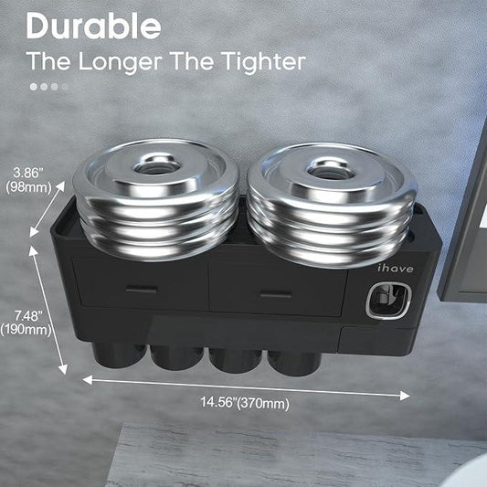 iHave Toothbrush Holders for Bathrooms, 4 Cups Toothbrush Holder Wall Mounted with Toothpaste Dispenser - Large Capacity Tray, 2 Cosmetic Drawer - Bathroom Storage & Bathroom Organizer - ModernBath