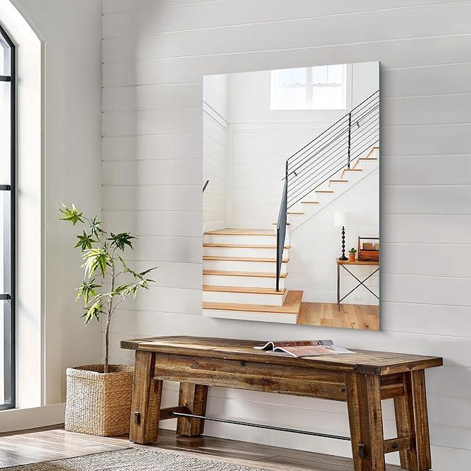 KOCUUY Frameless Mirror, 28"x40" Bathroom Mirror for Over Sink, Upgraded Shatterproof, Large Rectangle Unframed Mirror for Wall, Bathroom, Bedroom, Living Room, Entryway, Hang Horizontal/Vertical - ModernBath