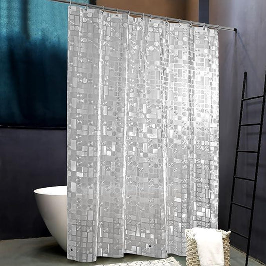 NTBAY EVA Semi-Transparent Clear Shower Curtain with Geometric, Water-Repellent Liner with 3 Magnets for Bathroom, 72x72 Inches - ModernBath