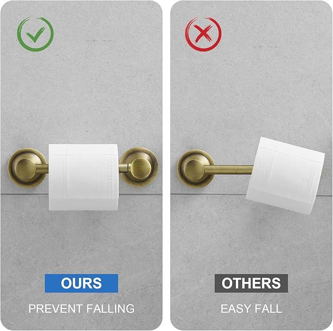 RUMOSE Toilet Paper Roll Holder Bathroom Flexible Pivoting Tissue Handle on Wall Mounted Antique Brass Rustproof Toilet Tissue Roll Holder,Stainless Steel - ModernBath