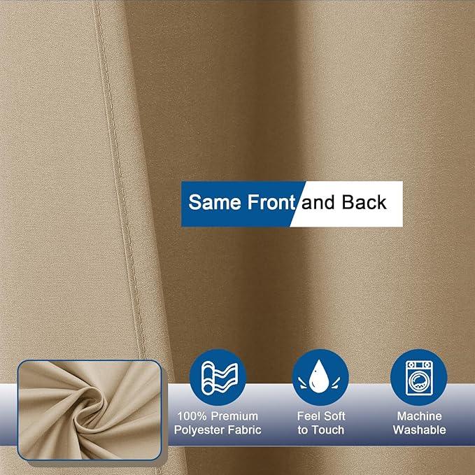 OVZME Zora 78 Inch Shower Curtain Set with 12 Plastic Hooks, Plain Fabric Taupe Shower Curtain for Bathroom - Long Shower Curtain, Water Resistance, Machine Washable Soft Cloth, 72X78, Taupe - ModernBath