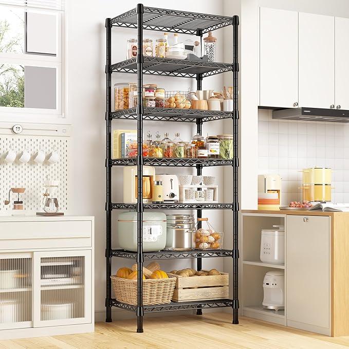 REIBII 7-Tier Metal Shelving Unit, 71’’H x 18’’W x 18’’D, 1176 LBS Weight Capacity, Adjustable Garage Shelving for Storage, Heavy Duty Shelves for Kitchen, Living Room, Bathroom etc. - ModernBath