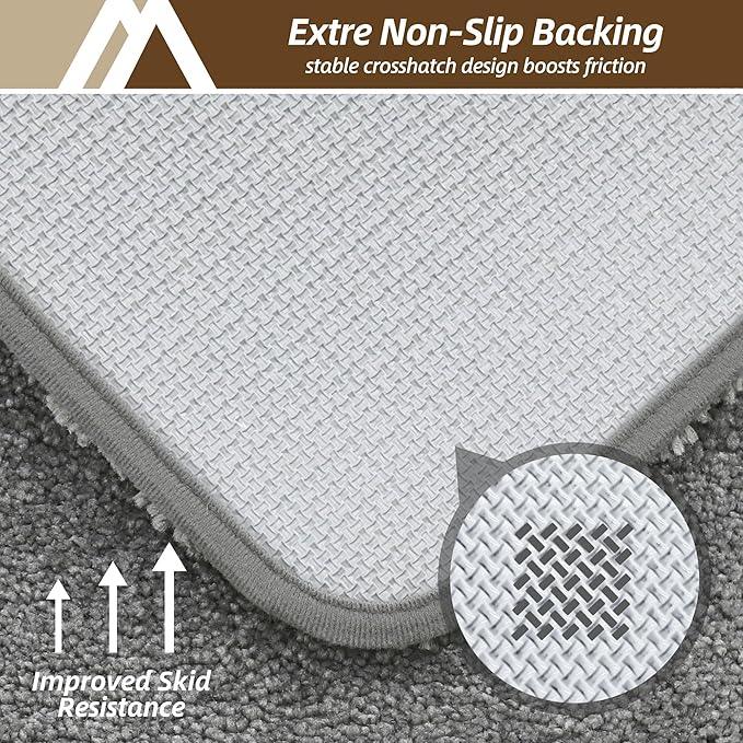 COSY HOMEER Bath Rugs for Bathroom Extra Thick - Anti-Slip Bath Mats Soft Plush Yarn Shaggy 100% Strong Mirco Polyeste Mat Living Room Bedroom Mat Floor Water Absorbent(Grey,20x32 - Inches) - ModernBath