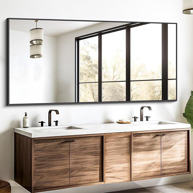 DESBING Black Bathroom Mirror for Wall, 72x30 Inch Rectangle Mirrors with Metal Frame, Modern Vanity Wall Mirror Decor for Entryway Hangs, Bathroom Living Room Horizontal or Vertical - ModernBath