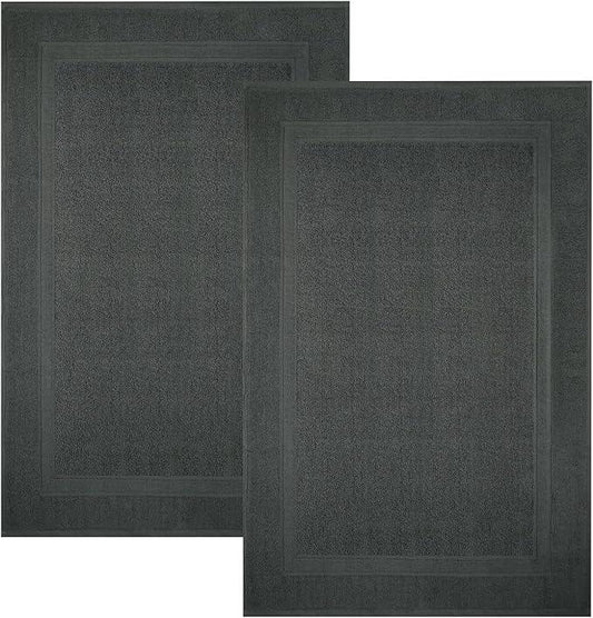 Infinitee Xclusives Premium Cotton Grey Bath Mats –Pack of 2, (34x22 Inches) [Not a Bathroom Rug] Ultra Soft and Super Absorbent Floor Mat, Machine Washable (Shadow Grey, Towel Bath Mats) - ModernBath