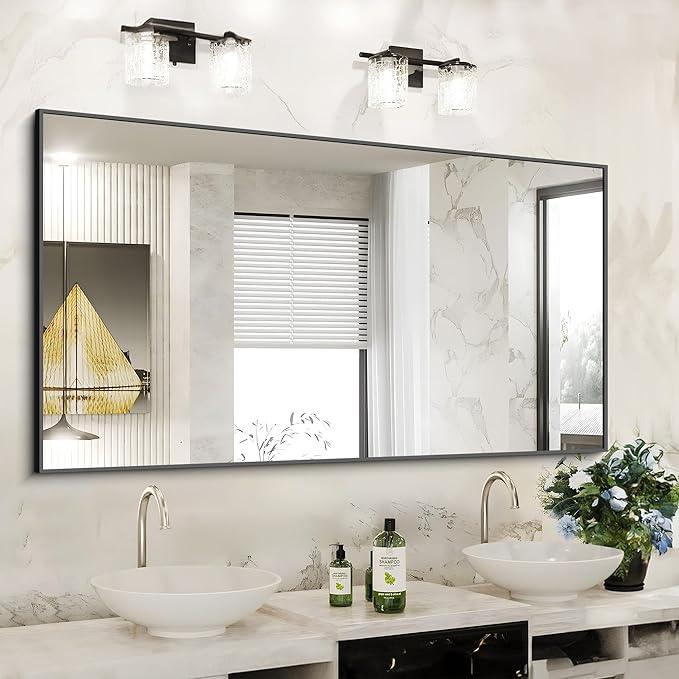 KOCUUY Bathroom Mirror, 30x60 Inch Large Black Mirrors for Wall, Rectangle Long Vanity Mirror with Aluminum Frame Modern Home Decor for Bathroom, Living Room, Entryway, Hang Horizontal/Vertical - ModernBath
