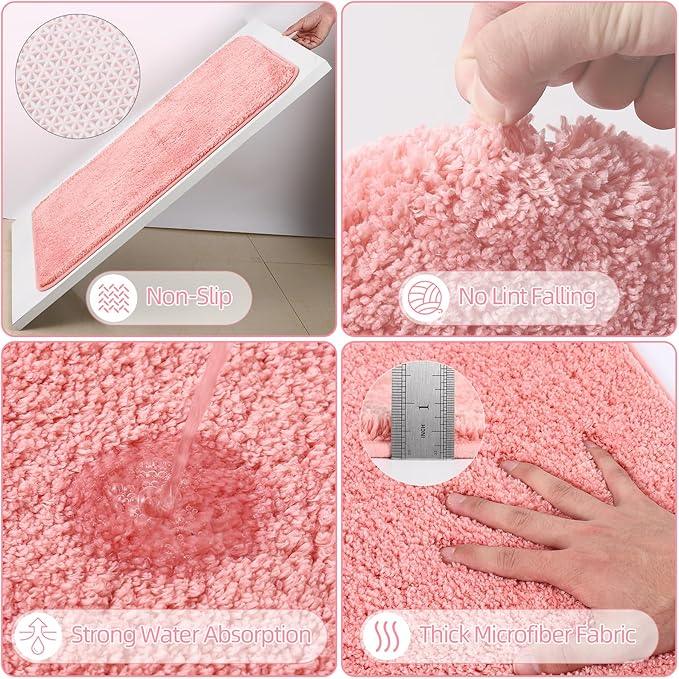 XLHOMO Bathroom Set - Pink Bathroom Accessories Set, Bathroom Sets with Shower Curtain and Rugs, 25PC Shower Curtain Set with Hooks, Soap Dispenser, Soap Dish, Toilet Brush Holder and Trash Can - ModernBath