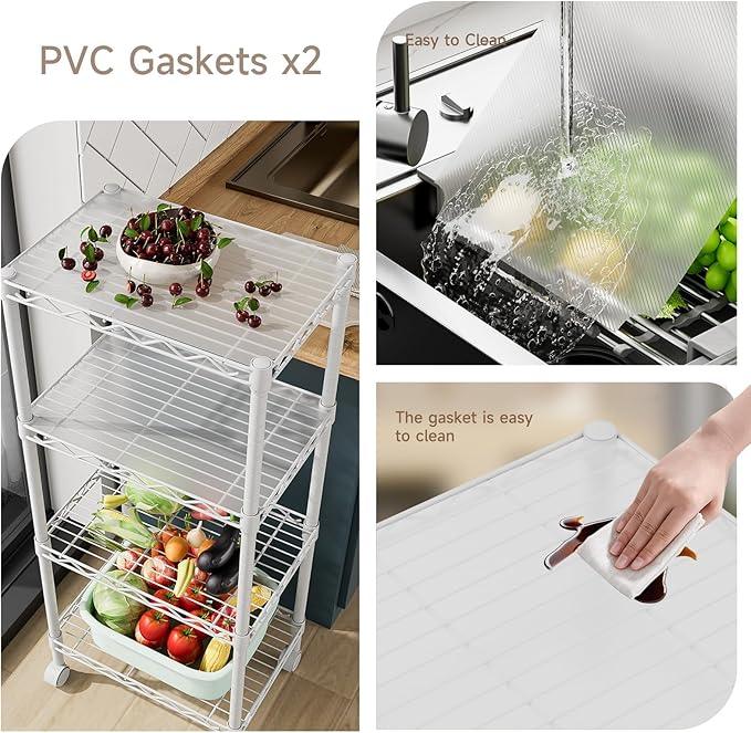 4 Tier Adjustable Storage Shelves,Heavy Duty Metal Utility Shelf Wire Shelving Unit Organizer Rack for Home Kitchen Office Bathroom Pantry Room 12" D x 18" W x 44.5" H - ModernBath