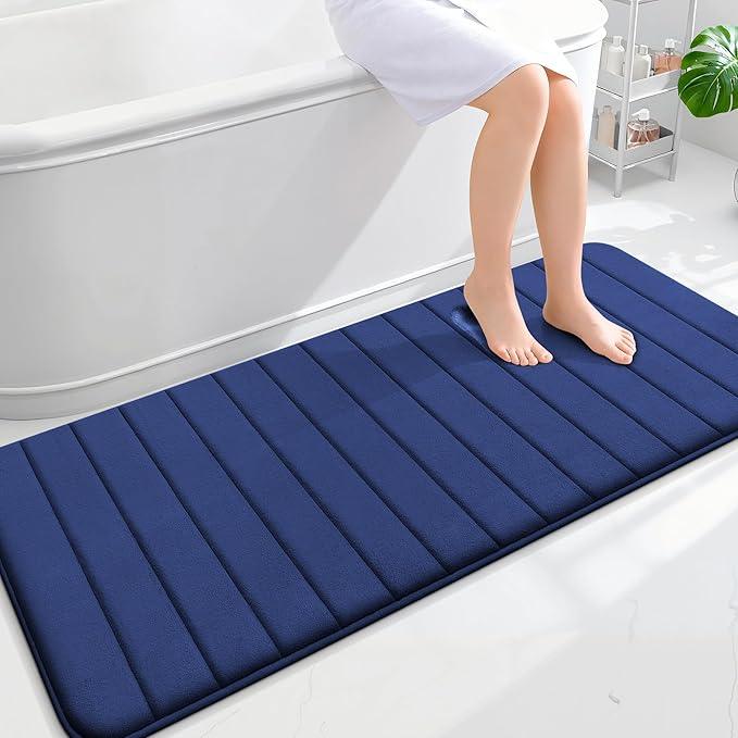 OLANLY Memory Foam Long Bathroom Rugs Runner 59x24, Super Soft Absorbent Bath Mat, Quick Dry, Machine Washable Shower Rugs, Bathmat Carpet, Bathroom Home Decor Accessories, Twilight Sapphire - ModernBath