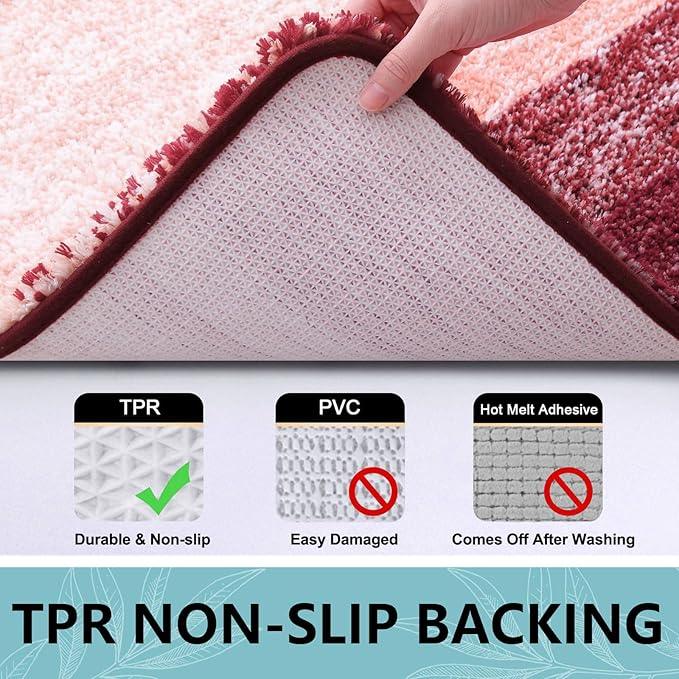 Arotive Microfiber Bathroom Rugs, Shaggy Soft and Absorbent Bath Rug, Non-Slip, Thick Plush Machine Washable Dry Bath Mats for Bathroom, Tub and Shower, 24x24, Burgundy, Round - ModernBath
