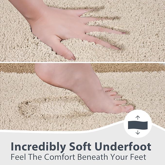 anllugs Bathroom Rugs 30" x 46", Non-Slip Extra Soft Absorbent Bath Rugs, Machine Washable Quick Dry Bath Mats for Bathroom Floor, Shower, Bathtub and Sink, Beige & Grayish Brown - ModernBath