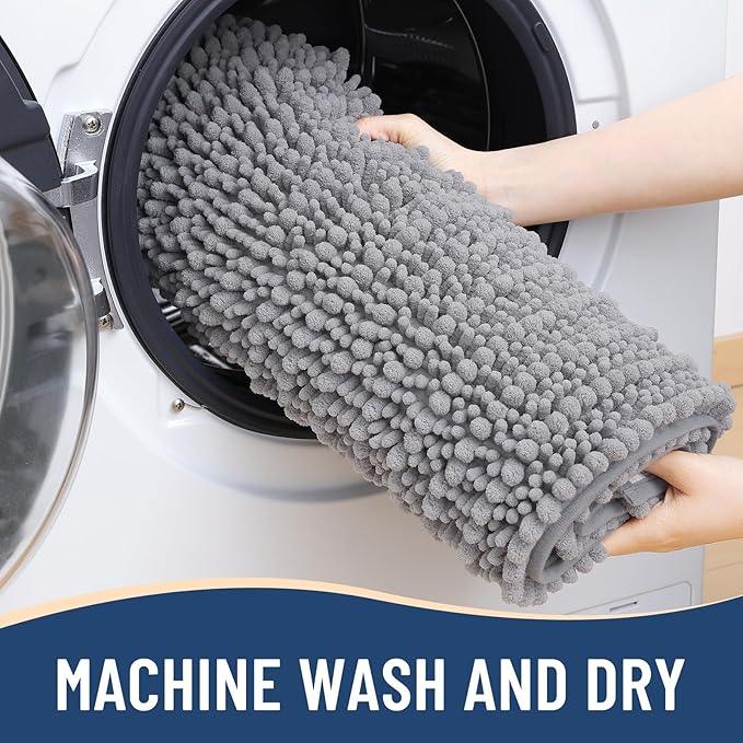Arotive Luxury Chenille Bathroom Rug Mat, Extra Soft Thick Absorbent Shaggy Bath Rugs, Non-Slip Machine Wash Dry, Plush Bath Mats for Bathroom, Shower and Tub, 47x32, Grey - ModernBath