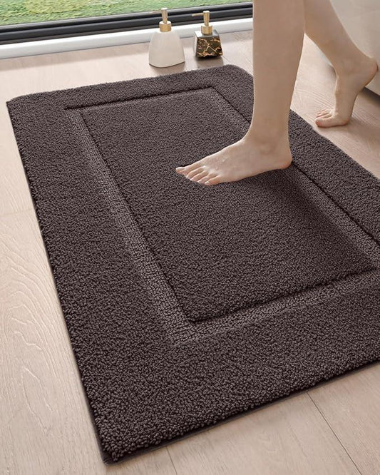 DEXI Bathroom Rugs 43x24, Washable Non Slip Bath Mat for Shower Floor, Absorbent Quick Dry Bathmat with Rubber Backing, Ultra Soft Plush Carpet for Tub, Brown - ModernBath