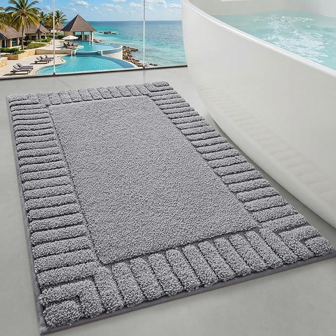LUMI Bathroom Rugs Non Slip with Rubber Backing, Extra Soft Plush Microfiber Bath Rug Absorbent, Machine Washable Bath Mat Quick Dry for Tub, Shower, Hotel, Dark Grey, 24"x36" - ModernBath