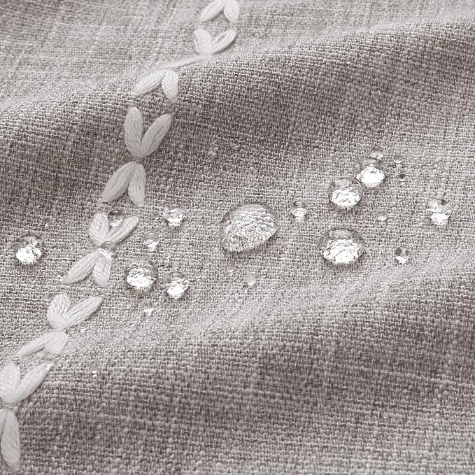 MitoVilla No Hooks Required Boho Farmhouse Shower Curtain with Snap-in Liner, Cotton Linen Fabric Shower Curtains with Tassels for Rustic Neutral Bathroom Decor, Grey Taupe, 72 x 74 - ModernBath
