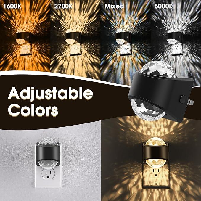 Night Light Plug into Wall, Color Changing Night Light, 3CCT Diamond Design with Galaxy Star Projector, Dusk to Dawn Sensor for Bathroom Bedroom Gaming Room Decor Gift,2 Pack - ModernBath