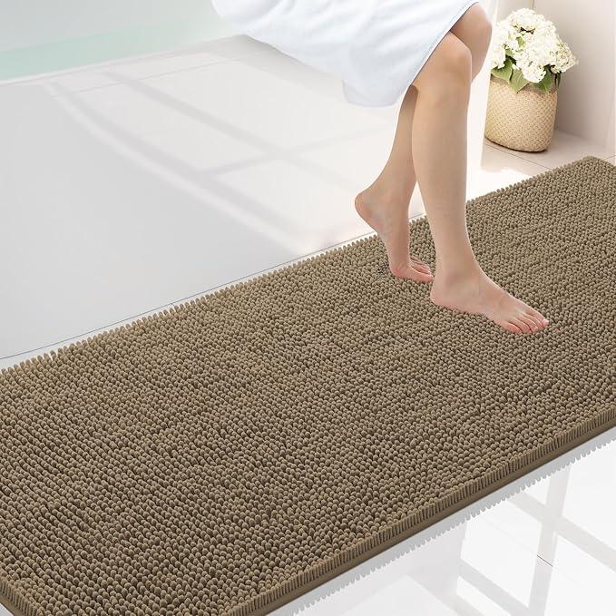 Smiry Luxury Chenille Bathroom Rugs 70x24, Extra Soft and Absorbent Shaggy Bath Mat, Machine Washable, Non-Slip Plush Carpet Runner for Tub, Shower, and Floor, Home Decor Accessories, Camel - ModernBath