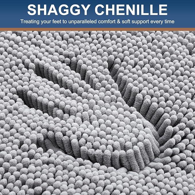 Smiry Luxury Chenille Toilet Rugs U-Shaped 24x20, Soft Absorbent Non-Slip Contour Bathroom Rugs for Toilet, Machine Washable Contoured Bath Mats, Light Grey - ModernBath