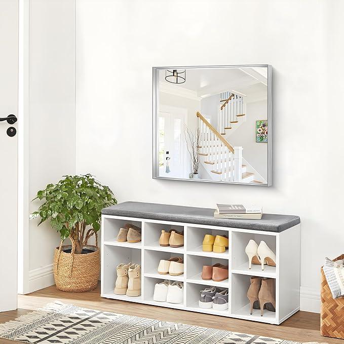 NIMURY Silver Bathroom Mirror, 30x30 Inch Rectangular Framed Mirror, Large Wall Mounted Bathroom Vanity Mirror Over Sink for Bedroom,Restroom, Living Room, Hangs Vertically or Horizontally - ModernBath