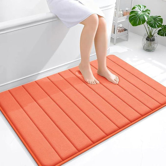 OLANLY Memory Foam Bath Mat 44x32, Super Soft Absorbent Bathroom Rugs, Quick Dry, Machine Washable Shower Floor Rugs, Bathmat Carpet, Bathroom Home Decor Accessories, Coral - ModernBath