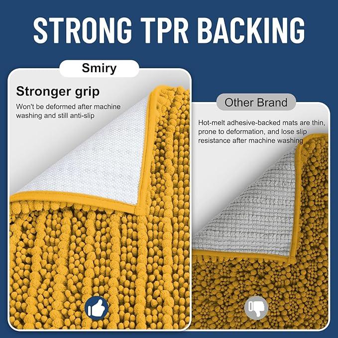 Smiry Bathroom Rugs Mat 36x24, Extra Soft Absorbent Chenille Bath Rugs, Non Slip Rubber Backing Machine Washable Quick Dry Bath Mats for Bathroom Floor, Tub, Shower, Home Accessories, Golden Yellow - ModernBath