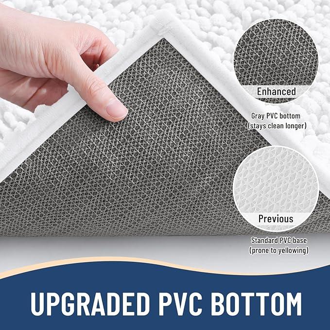 Arotive Luxury Chenille Bathroom Rug Mat, Extra Soft Thick Absorbent Shaggy Bath Rugs, Non-Slip Machine Wash Dry, Plush Bath Mats for Bathroom, Shower and Tub, 24x16, White - ModernBath