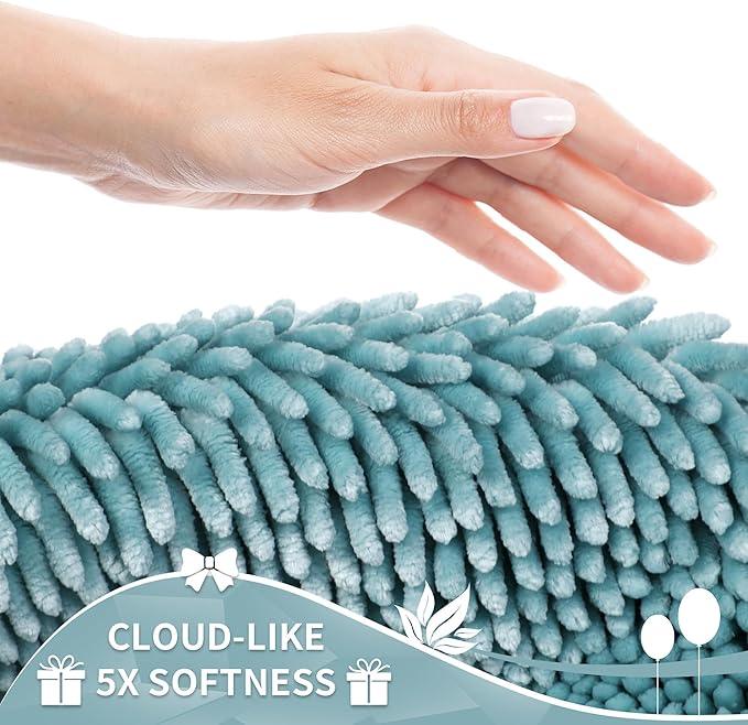 Yimobra Chenille Bathroom Rugs Non Slip, Extra Thick Soft Absorbent Bath Rug, Machine Washable Quick Dry Bath Mat for Bathroom Floor, Tub and Shower, Home Decor Accessories, 24x17, Greyish Blue - ModernBath