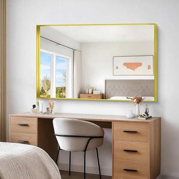 NIMURY Gold Bathroom Mirror, 36x55 Inch Rectangular Deep Frame Mirror, Large Wall Mounted Bathroom Vanity Mirror Over Sink for Bedroom,Restroom, Living Room, Hangs Vertically or Horizontally - ModernBath