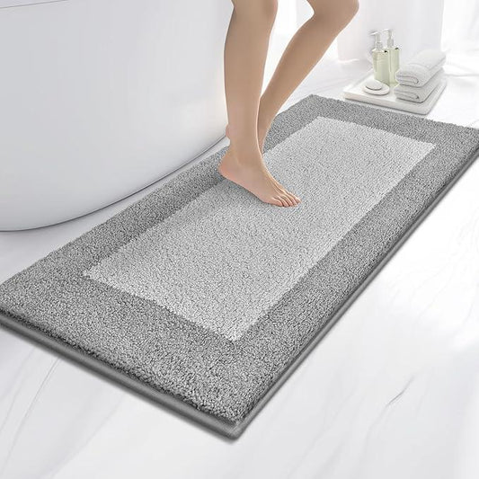 anllugs Bathroom Rugs 24" x 60", Non-Slip Extra Soft Absorbent Bath Rugs, Machine Washable Quick Dry Bath Mats for Bathroom Floor, Shower, Bathtub and Sink, Light Grey & Grey - ModernBath
