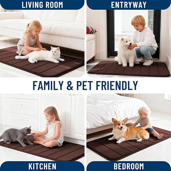 OLANLY Memory Foam Bath Mat 40x32, Super Soft Absorbent Bathroom Rugs, Quick Dry, Machine Washable Shower Floor Rugs, Bathmat Carpet, Bathroom Home Decor Accessories, Brown - ModernBath