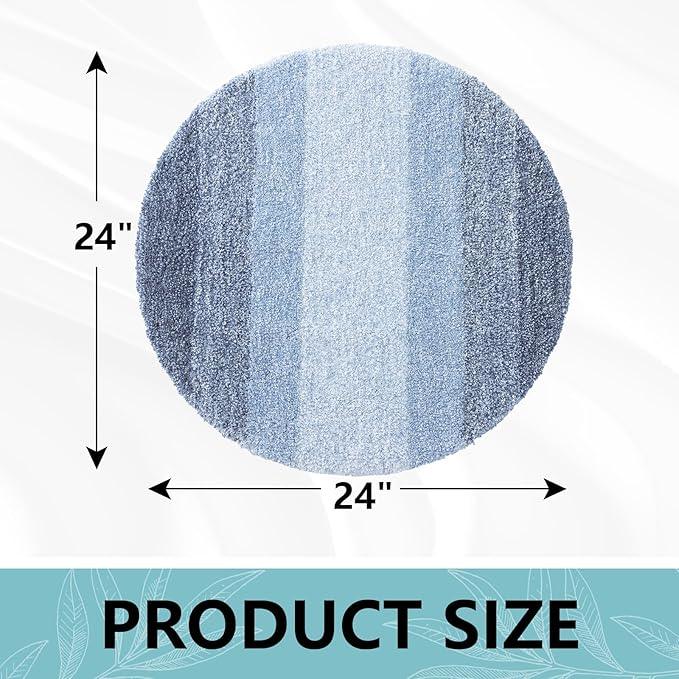 Arotive Microfiber Bathroom Rugs, Shaggy Soft and Absorbent Bath Rug, Non-Slip, Thick Plush Machine Washable Dry Bath Mats for Bathroom, Tub and Shower, 24x24, Light Blue, Round - ModernBath