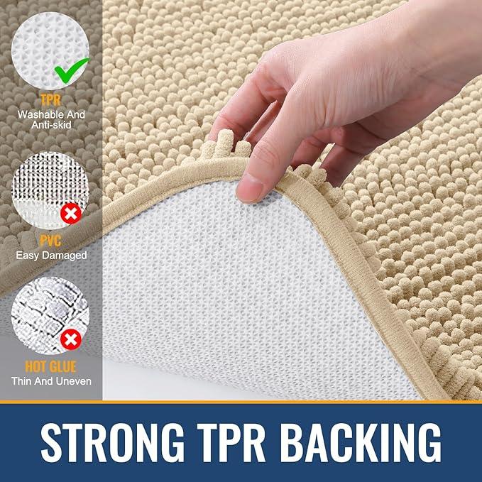 Arotive Bathroom Rugs Round 30x30, Extra Soft Absorbent Shaggy Chenille Bath Rugs, Machine Washable Rubber Backing Non-Slip Bath Mats for Bathroom Floor Tub and Shower, Home Decor Accessories, Beige - ModernBath