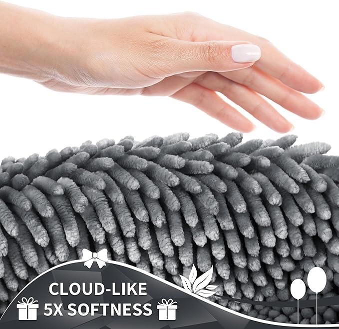 Yimobra Chenille Bathroom Rugs Non Slip, Extra Thick Soft Absorbent Bath Rug 31.5x20 Inch, Machine Washable Quick Dry Bath Mat for Bathroom Floor, Tub and Shower, Home Decor Accessories, Silver - ModernBath
