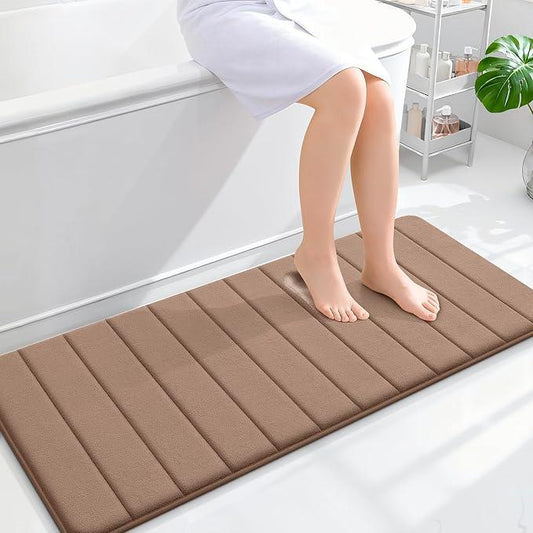 OLANLY Memory Foam Long Bathroom Rugs Runner 47x20, Super Soft Absorbent Bath Mat, Quick Dry, Machine Washable Shower Floor Rugs, Bathmat Carpet, Bathroom Home Decor Accessories, Mocha - ModernBath