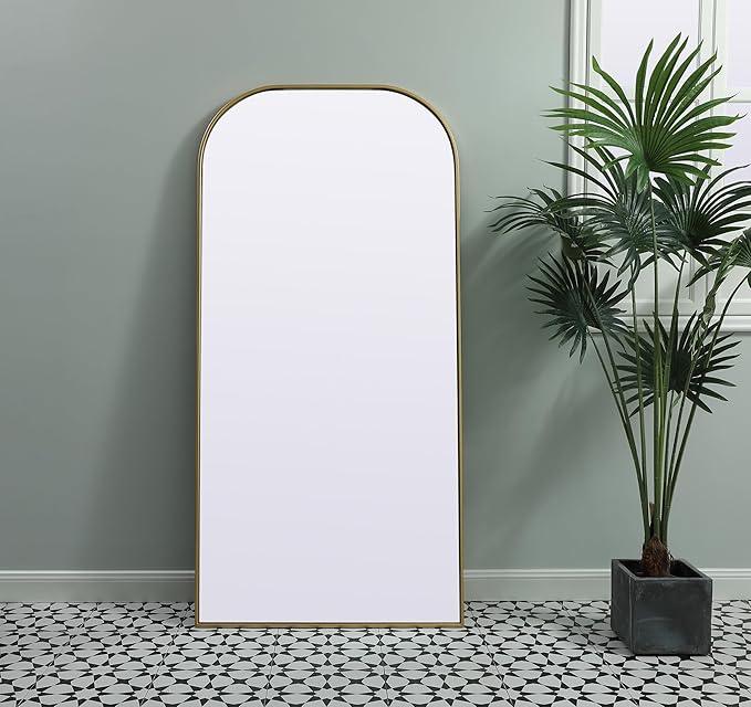 Illuminate, Metal Frame Arch Full Length Mirror 32X66 Inch in, Modern, Brass - ModernBath