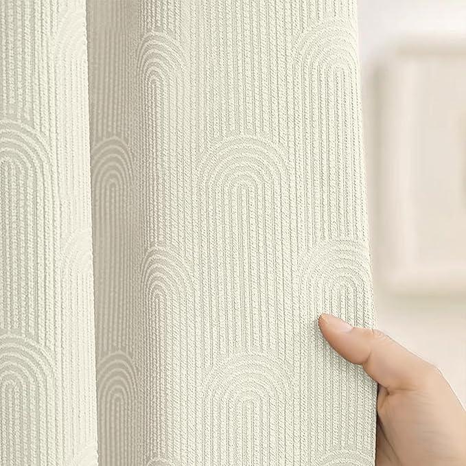 NDDYCU Cream Shower Curtain Cotton Boho Texture Mid Century Minimalist Arch Shower Curtain for Bathroom, Ivory,72" W X 72" L - ModernBath